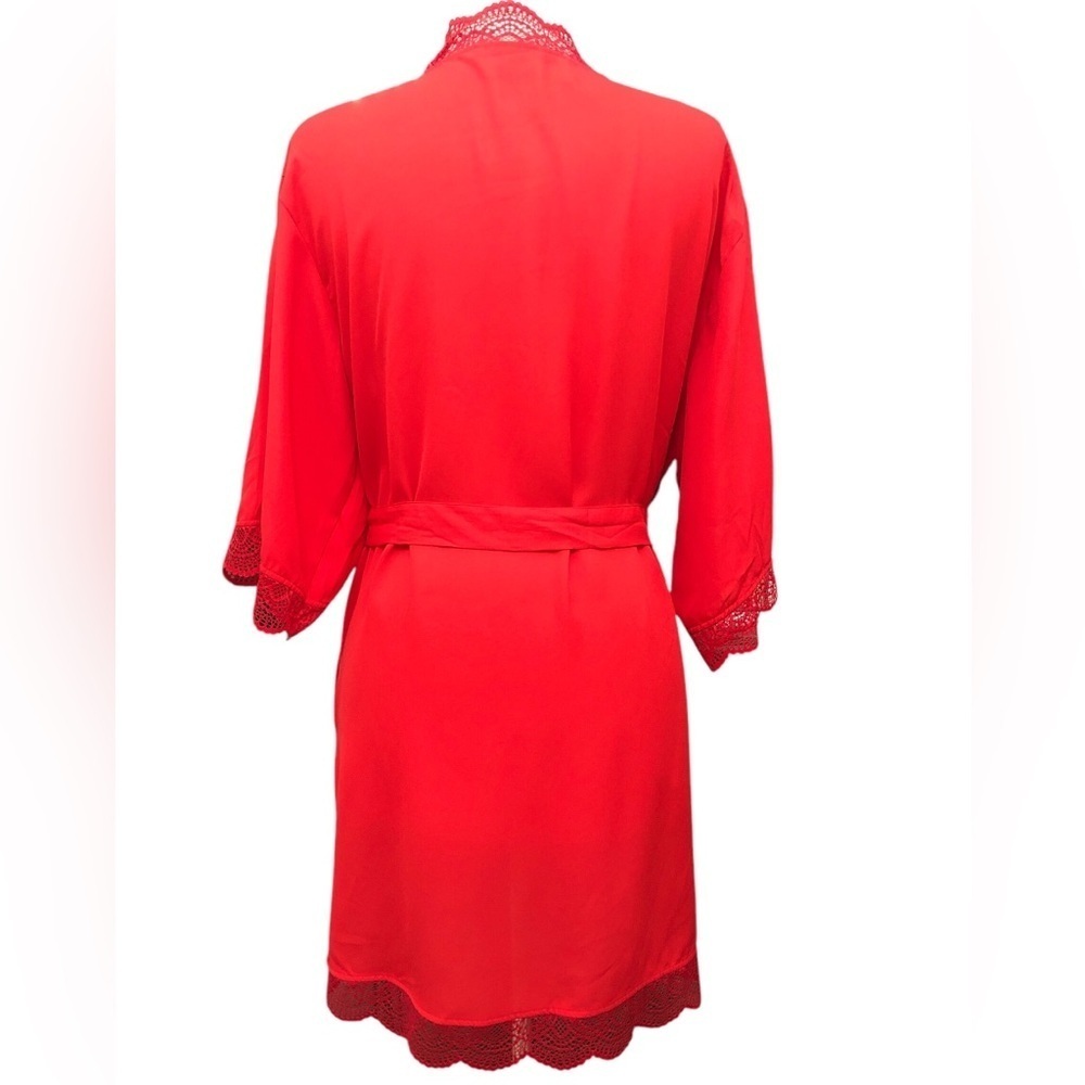 I.N.C. Intimates Red Lace Trim Robe - Picture 6 of 11